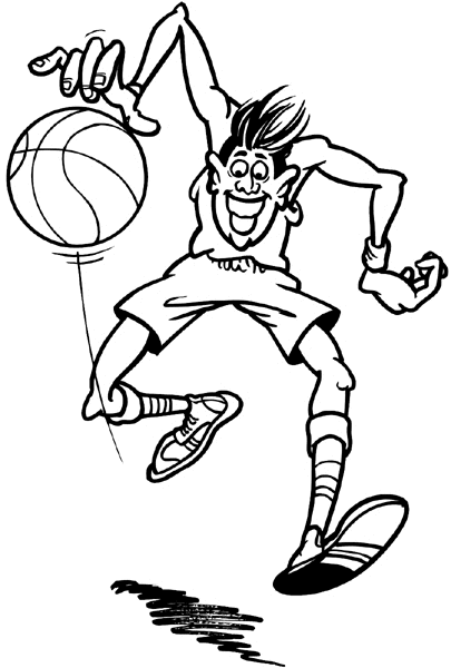 Basketball player dribbling ball vinyl decal. Customize on line. Sports 085-1040